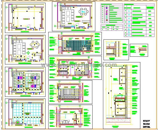 Staff Room Interior Design CAD- Layout and Details